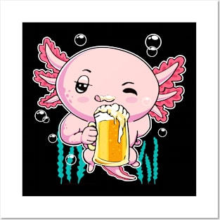 Kawaii Axolotl Pun Funny Beer Drinker Gift Posters and Art